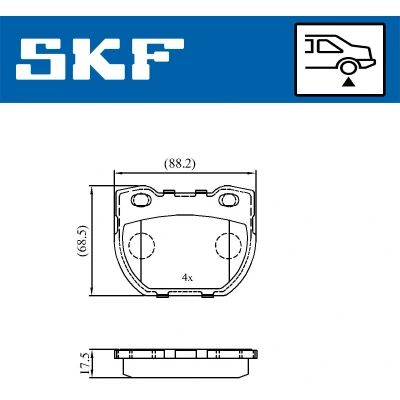 Image de SKF VKBP 90514 Jeu de plaquettes frein non préparé pour indicateur d&#039;usure LAND ROVER: Defender Сamion à Plateau / Сhâssis