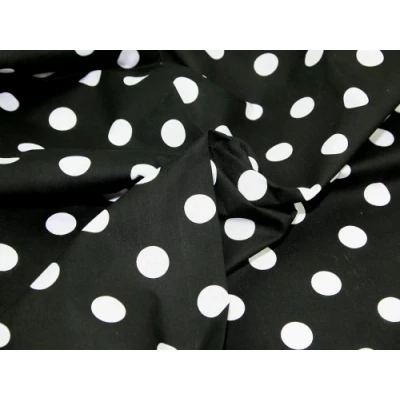 Image de 114,3 cm en polycoton Motif à pois Robe Tissu Noir/pois blanc par mètre