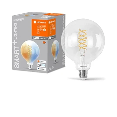 Image de Ampoule LED LEDVANCE SMART+ WIFI, transparente,8W, 806lm, forme globe 125mm et culot E27, lumière blanche réglable (2700 6500K), dimmable, application ou commande vocale, durée de vie, Paquete 4