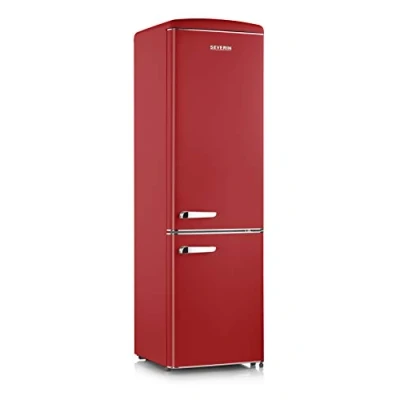 Image de Severin Réfrigérateur Congélateur combiné, Pose libre, Longueur 55 cm, 244 L, Classe D, Combiné design Rétro, Rouge, RKG 8917