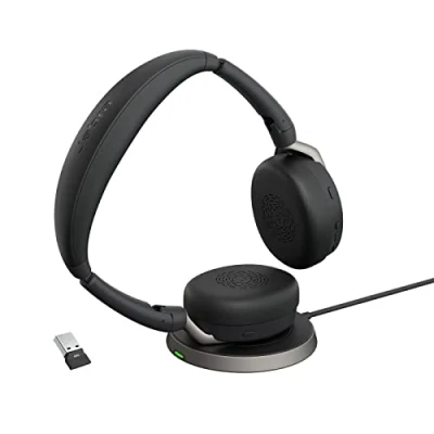 Image de Jabra Evolve2 65 Flex Micro Casque stéréo sans Fil Bluetooth avec Technologie à réduction de Bruit ClearVoice et ANC Hybride Certifé MS Teams Noir