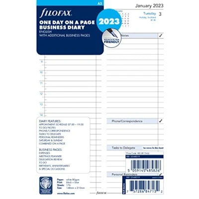 Image de Filofax A5 Business Day per Page English appointments Diary 2023