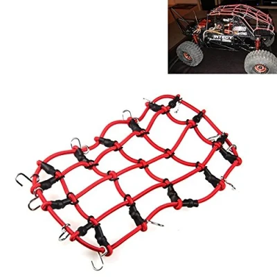 Image de ZuoLan 1/10 Echelle Voiture élastique Porte Bagages Net Filet avec Crochet pour Crawler Axial SCX10 D90 TRX4 RC (Rouge)