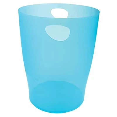 Image de Exacompta Réf. 45383D 1 corbeille à papier, poubelles ECOBIN avec poignées Volume 15 litres, pour le bureau comme en Home office Dimensions 26,3x26,3x33,5 cm translucide turquoise