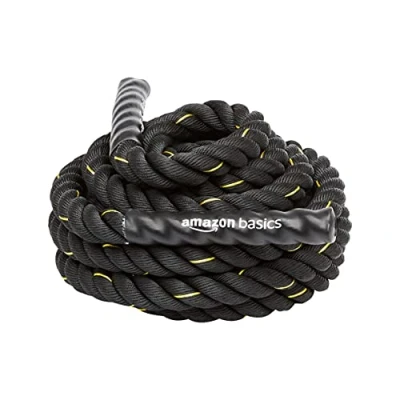 Image de Amazon Basics Corde ondulatoire lourde pour musculation/exercice Noir 12m x 3,8cm