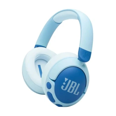 Image de JBL Junior 470 NC, Casque Supra auriculaire sans Fil Bluetooth pour Enfants, Réduction Active du Bruit, Micro intégré, 50 h d&#039;autonomie, Safe Sound, limiteur de Volume, Set d&#039;autocollants, Bleu