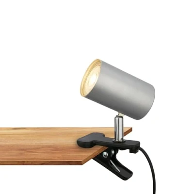 Image de BRILONER lampe de bureau avec interrupteur à fil, orientable, fiche, lecture, pince, 16,5x6,5x12cm, chrome mat