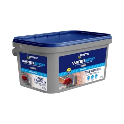 Image de Bostik Membrane d&#039;Étanchéité Waterstop Jointe, Colle, Rebouche Réparation de Fuites, Infiltrations, Fissures Tous Matériaux Directe Sans Primaire MS Polymère Gris, Seau 6kg