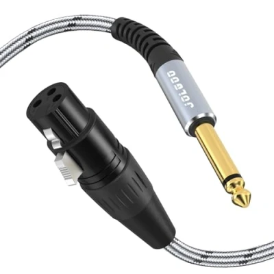 Image de JOLGOO Câble XLR Femelle vers 1/4&quot; 6,35 mm Mono TS, asymétrique TS Plug Microphone, 2 M