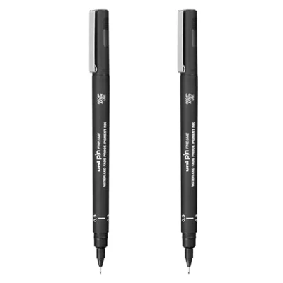 Image de Uni Pin Fineliner Lot de 2 stylos à dessin Encre noire Pointe 0,3 mm