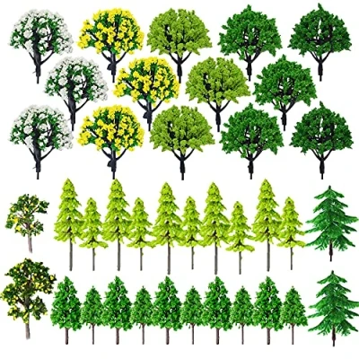 Image de Cayway 44 PCS Modèle Arbres, 3 8CM Mixte Train Arbres Mini Paysage Trains Railroad Architecture Miniatures, de sans Bases pour L&#039;artisanat Bricolage