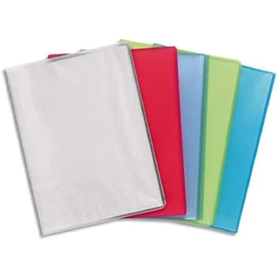 Image de Exacompta Réf. 85569E Carton de 12 Protège documents Chromaline 50 pochettes cristal lisse 100 vues pour A4 dim 24x32cm couverture en polypro translucide semi rigide couleurs assorties