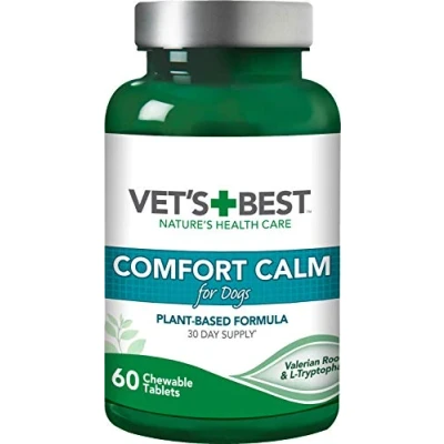 Image de Vet&#039;s Best Comfort Calm suppléments pour Chiens, Aide à Calmer Les Chiens Favorise la Relaxation et Un comportement équilibré 60 comprimés croquer