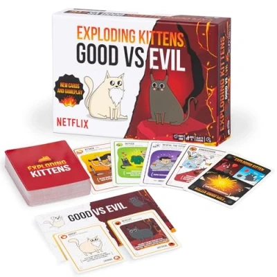 Image de Exploding Kittens Good vs. Evil 55 Cards Inspired by The Netflix Series Elevate with New Characters Family Games for Kids and Adults Funny Card