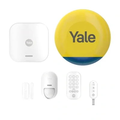 Image de Yale Kit Alarme Maison sans Fil connectée + Sirène Alertes en Temps réel Via Application 1 Centrale, 100dB, 2 Détecteurs, Clavier, Porte clé Compatible avec Alexa, Google