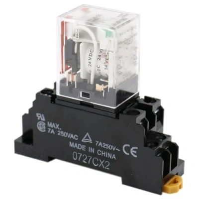 Image de Heschen relais à usage général, MY2N GS (MY2NJ), bobine 24VDC, indicateur LED, DPDT, 5A 30VDC/250VAC, avec douille de PYF8A