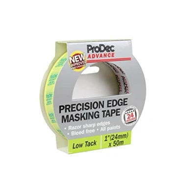 Image de ProDec Advance Ruban de masquage Precision Edge 24 mm x 50 m multi surfaces peu collant pour lignes nettes sans coulure peinture intérieures compatible avec toutes les peintures
