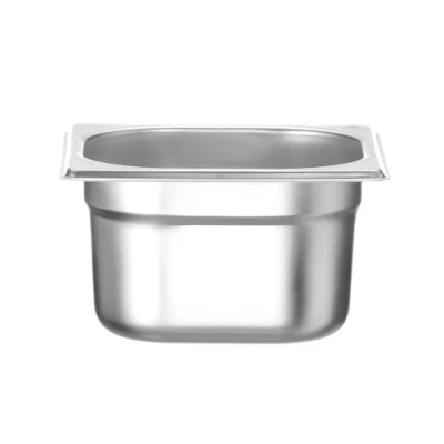 Image de HENDI Bac Gastronorme, GN 1/6, résistance thermique 40 C à 300 C, utilisable dans des fours convection, réfrigérateurs, bain maries, chafing dishes, 1.6L, 176x162x(H)100mm, inox