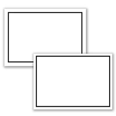 Image de lot de 50 cartes condoléances, format A6 + enveloppes condoléances au C6, avec cadre noir motif deuil, 10,5 x 14,8 cm, imprimables, pour remerciement et deuil