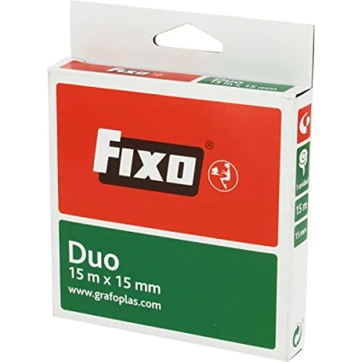 Image de FIXO Duo 75600200 Ruban adhésif double face, 15 mm x m, sans acide ni lignine, parfait pour travaux manuels avec EVA et scrapbooking Transparent
