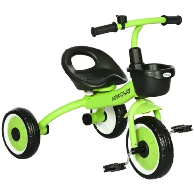 Image de AIYAPLAY Tricycle Enfants avec Sonnette et Panier Selle réglable Dossier pour Enfant de 2 à 5 Ans Vert