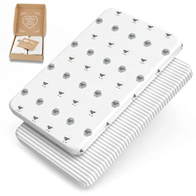 Image de mimaDu Drap Housse 50x80 cododo 50x83 40x90 83x50 Convient pour maxicot 100% Jersey de Coton certifié Öko Tex (Moutons Rayures)