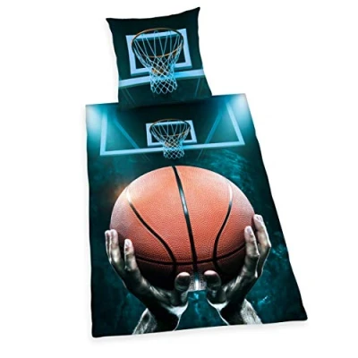 Image de Herding YOUNG COLLECTION Parure de Lit Réversible, Basketball, Housse Couette 135 x 200 cm, Taie d&#039;Oreiller 80 Coton/Renforcé
