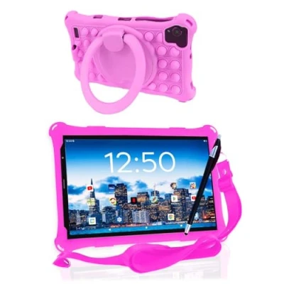 Image de AngelTech Tablette Enfants PRO MAX 8 Pouces 4 + 3Go RAM 64 64Go ROM Octa Core Contrôle Parental Éducative Rose