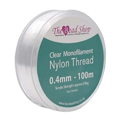 Image de Fil en Nylon Transparent de 0,4 mm, à Coudre Transparent, décoration Suspendre, Non Extensible, résistance la Traction d&#039;environ 8,9 kg (Bobine mm 100 m)