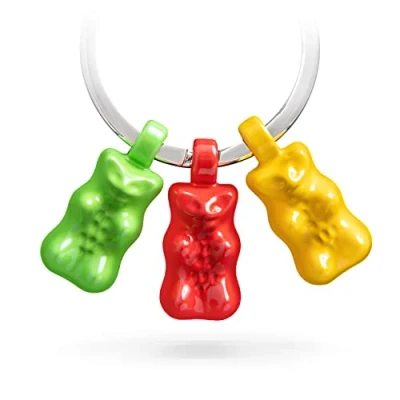 Image de TROIKA Haribo HB K03/CO Porte clés en métal avec Ours Caoutchouc Vert Rouge Jaune, Jaune/Vert/Rouge, handlich,