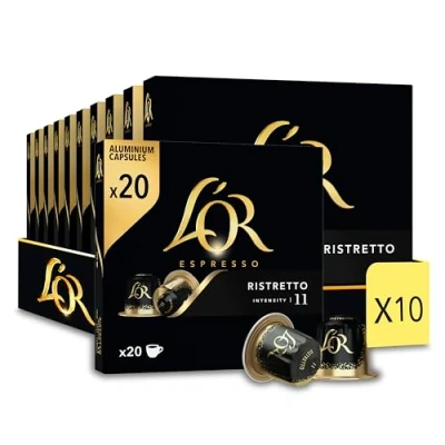 Image de L&#039;OR Ristretto 200 Capsules de Café intensité 10 Compatibles Nespresso®* (lot 20 x 10)