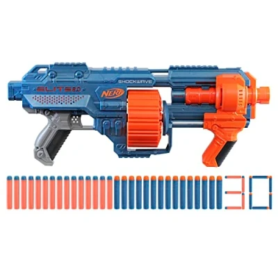 Image de Nerf Elite 2.0, Blaster Shockwave RD 15, 30 fléchettes Nerf, Barillet Rotatif 15 fléchettes, Personnalisable