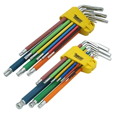 Image de SabreCut SCTGK1 Soft Grip Comfort Lot de 18 clés hexagonales, hexagonales diamantées (Hex Plus) et Torx avec codage couleur Tailles 1,5 mm à 10 mm, T10 T50