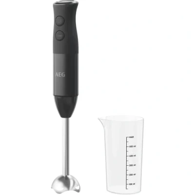 Image de AEG HB4 1 4GG Mixeur plongeant, puissance 600 W, 2 vitesses, fonction turbo, avec gobelet 0,6 l doseur, lavable au lave vaisselle, sans BPA, noir