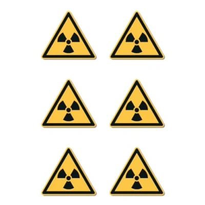 Image de Avertissement des substances radioactives ou rayons ionisants : W003 DIN EN ISO 7010 / ASR A1.3 Autocollants Ø 5 cm, lot de 6