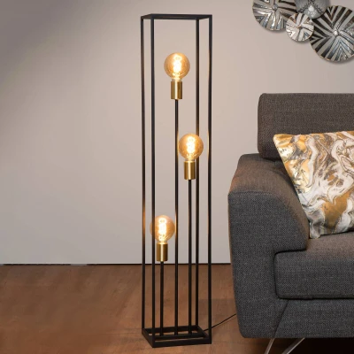 Image de Lucide Lampe sur pied Ruben, noir, à trois lampes