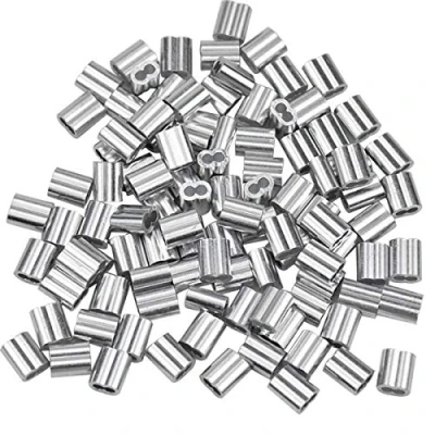 Image de 100 Pcs Manchons en Aluminium, Ferrules Aluminium de Câble Métallique, Clip à Sertir avec Double Embouts pour Câbles Métalliques, Aircraft Câble, Argenté (2 mm / 0,079 pouce)