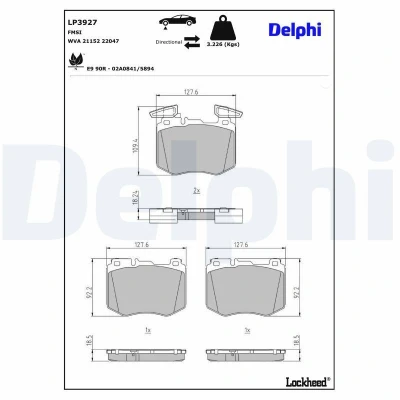 Image de DELPHI LP3927 Jeu de plaquettes frein préparé pour indicateur d&#039;usure avec tôle anti bruit sans accessoires MERCEDES BENZ: GLC Coupe