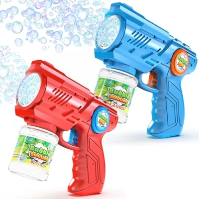 Image de Blubbel 2X Pistolet a Bulle, Machine pour Bulles Savon Enfant, Générateur Mousse LED, Jouet Extérieur, Cadeau Été, Bazooka Mariage, Lance Portable, Activité Jardin, Jouets de Plein air