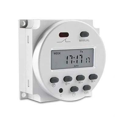 Image de XTVTX minuterie LCD numérique, programmable, CN101A DC 12V, Affichage à Cristaux liquides Commande de relais hebdomadaire d&#039;alimentation numérique avec Couvercle étanche Blanc