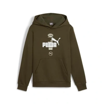 Image de Puma Power Graphic Sweat à capuche pour enfants, Taille: 13 14a, Dark olive