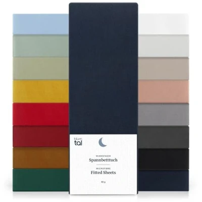 Image de Blumtal Basics Lot De 2 Drap Housse140 x 190 30cm Housse 140 30cm, Microfibre Haute Qualité Doux, Résistant, Anti Plis Certifié Oeko Tex Dark Ocean Blue Bleu