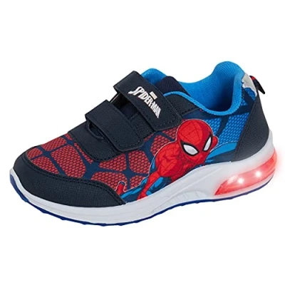 Image de Marvel Spiderman Baskets lumineuses pour garçon avec lumières clignotantes bleu marine, 32 EU