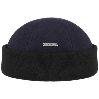Image de STETSON Bonnet Sparr Docker Femme/Homme Made in The EU Doublure Polaire en Laine à Revers avec Revers, Bonnets Docker, Doublure, Hiver Automne S (54 55 cm) Bleu foncé