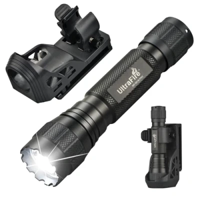 Image de UltraFire WF 501B PRO lampe de poche tactique avec étui, 1200 lumens, LED monomode pour application la loi support ceinture, batterie rechargeable et chargeur, petite
