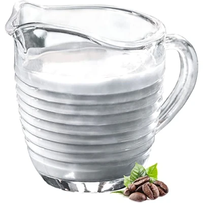 Image de KADAX Crémier en verre, 200 ml, Pot à lait avec anse, crème, Pot, saucière, petit pour lait, sauce, café, transparent Pichet (200 bandes)