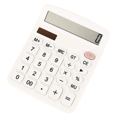 Image de Calculatrice de Bureau, électronique Bureau à Batterie Solaire 12 Chiffres avec Grand écran LCD, Grands Boutons sensibles adaptés au la Maison, l&#039;école Blanc