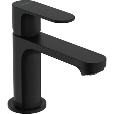 Image de hansgrohe 72503670 Valve sur Pied Rebris S Robinet de Salle Bain Froide avec Bec Hauteur 80 mm Économie d&#039;eau Noir Mat