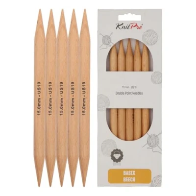 Image de KnitPro KP35128 Basix Aiguille Double Pointe Bois Multicolore 17 x 0,5 9 cm