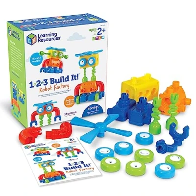 Image de Learning Resources B.A. BA de la construction Usine robots, jouet pour motricité fine, jeu à partir 2 ans